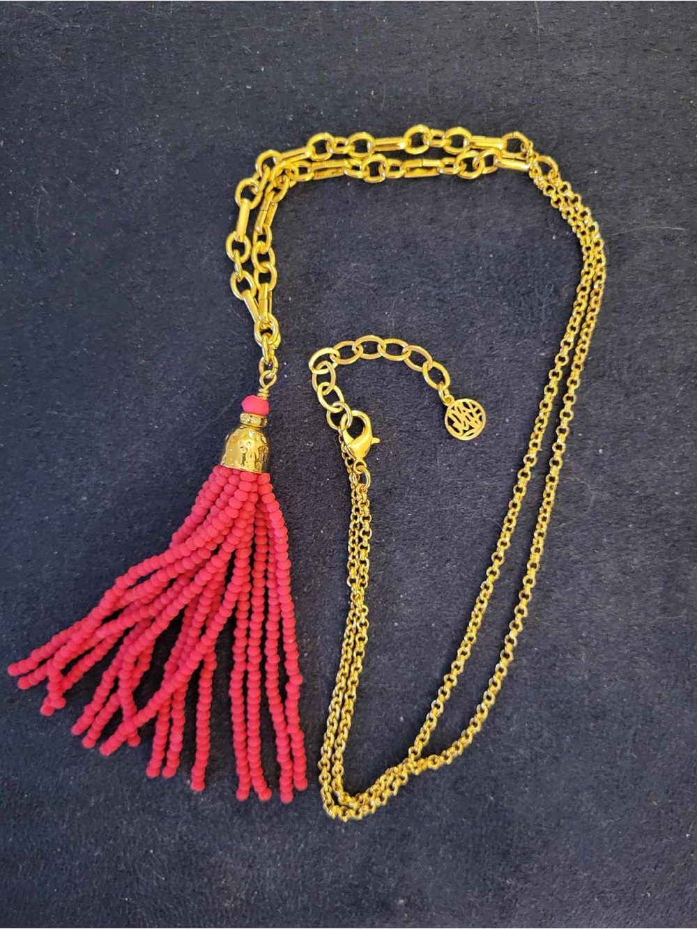 Lilly Pulitzer 16 inch Chain Necklace with Red Beaded Tassel
